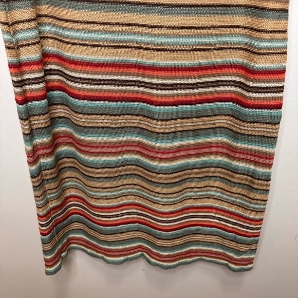 Lauren Ralph Lauren Linen Tan Multi-Colored Striped Sleeveless Sweater Dress - Picture 10 of 15